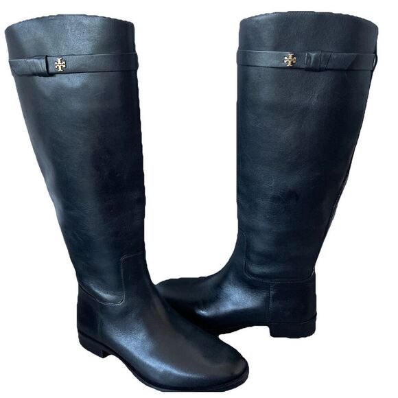 New Tory Burch Everly Strap Riding Boot Perfect Black Leather size 7W - Picture 5 of 7